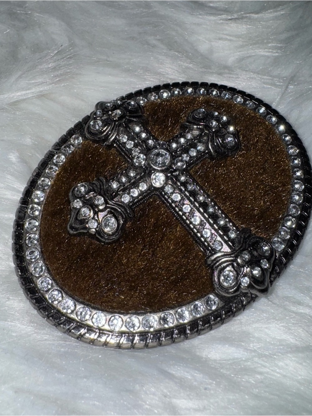 Cross BLING Rhinestone Belt Buckle Y2K